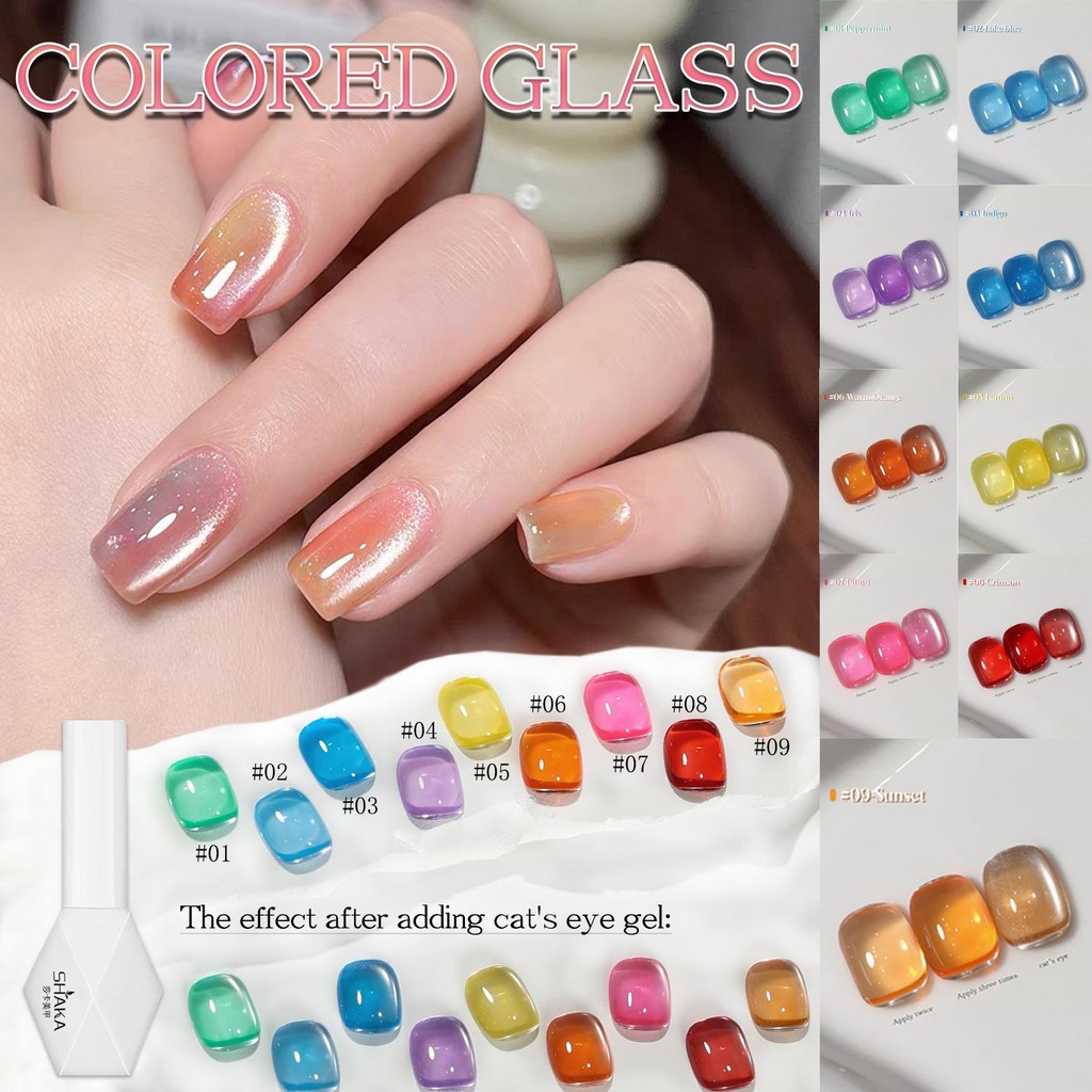 SHAKA เจลทาเล็บแก้วคริสตัล 9 สี ใสชัดเงาสวย เพ้นท์เล็บ UV Manicure [SK90]