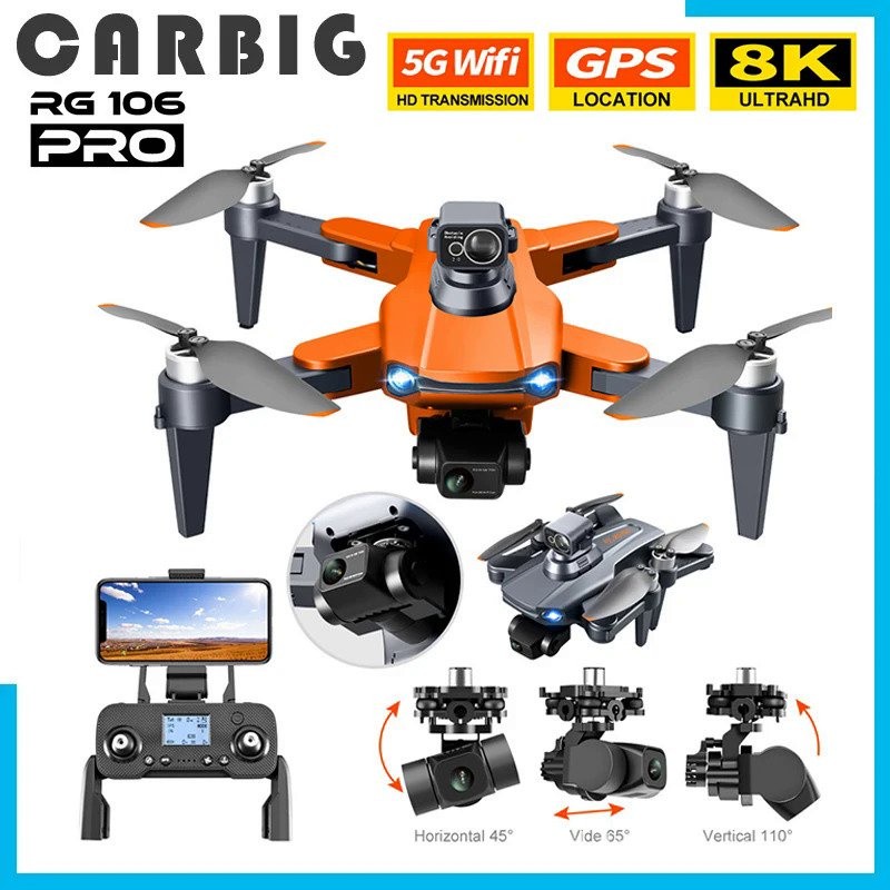 RG106Pro จมูก8พันกล้องสองมืออาชีพ GPS ลูกกระจ๊อกที่มี3แกน Brushless Rc เฮลิคอปเตอร์5กรัม WiFi Fpv
