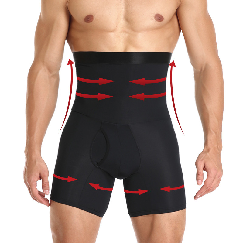ผู้ชาย Tummy Control กางเกงขาสั้น Body Shaper การบีบอัดเอวสูงเทรนเนอร์ Belly Tummy Control Slimming Shapewear Boxer ชุดชั้นใน