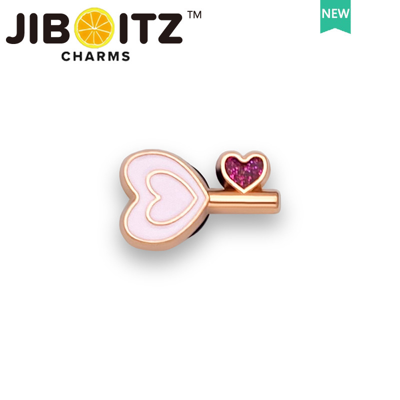 JIBBITZ cross charms ตัวติดรองเท้า โซ่เพชรดอกไม้สีชมพู ตัวติดรองเท้า cross