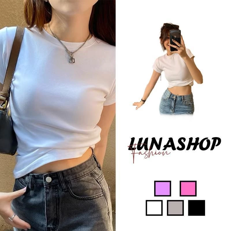 พร้อมส่ง เสื้อยืดสวยๆผู้หญิง เสื้อยืดเข้ารูปทรงผู้หญิง เสื้อยืดแขนสั้นสีขาวสไตล์เรโทรอเมริกันทรงเข้ารูปClothing Lady