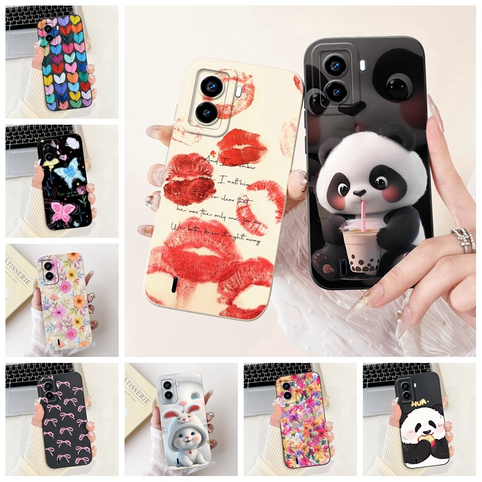 Tecno Pop6 ไม่มีลายนิ้วมือเคสโทรศัพท์ Tecno Pop 6 กรณี BE7 กันกระแทกแมวน่ารัก Panda กระต่ายแฟชั่นดอก