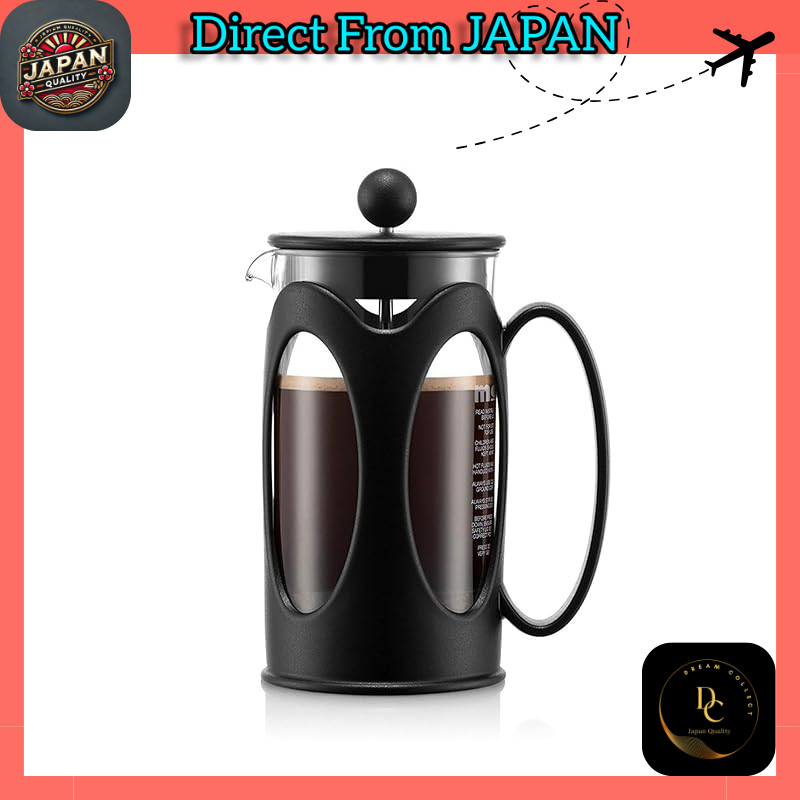 BODUM Coffee Maker Coffee Press KENYA French Press 350ml Black with Stainless Steel Filter and Glass