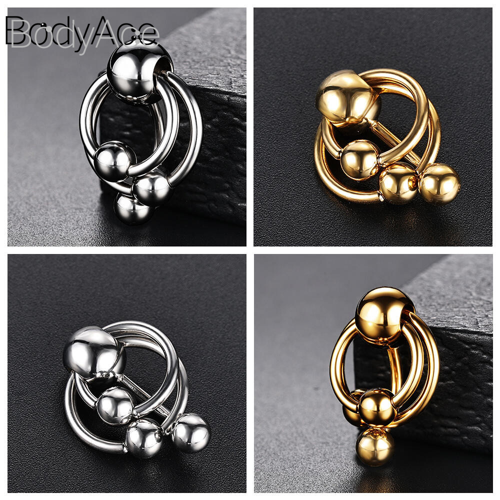 Bodyace 1 ชิ้นแหวนสะดือสแตนเลส 14G สะดือเจาะคริสตัลเจาะร่างกายสองชั้นแหวนสะดือภายในต่างหู - รูปที่ 5