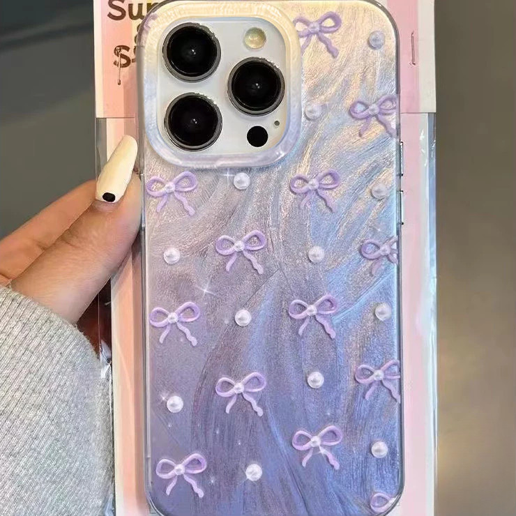 โบว์สีชมพูหวานเข้ากันได้เคสไอโฟน 16 13 11 15 12 14 Pro รูปที่ 4