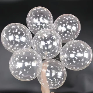 ส่งจากไทย ลูกโป่งใส 12 นิ้ว ลายดาว สำหรับตกแต่ง 5 ใบ ลูกโป่งวันเกิด star balloons กระดาษ ห่อขวัญ