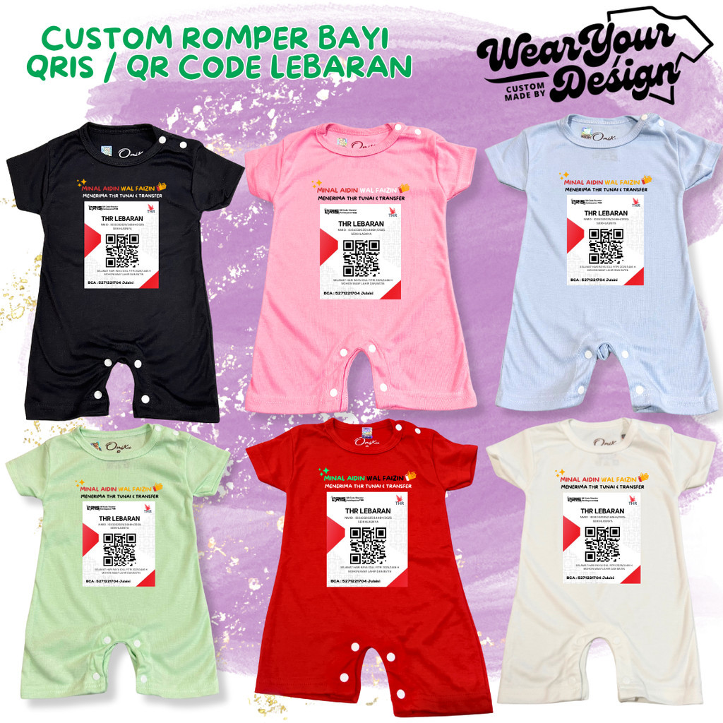 CUSTOM ROMPER เสื้อผ้าเด็ก EID THR QRIS / QR CODE ใหม่ BORN 0-6 เดือน 6-12 เดือน | สามารถแก้ไขได้และ