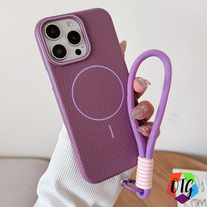 1 บาท ใสเคสแม่เหล็ก พร้อมสายคล้อง for Iphone17 11 16 15 12 13 14 Pro Max Xr X Xs Max ลายลิ้นจี่ ชาร์