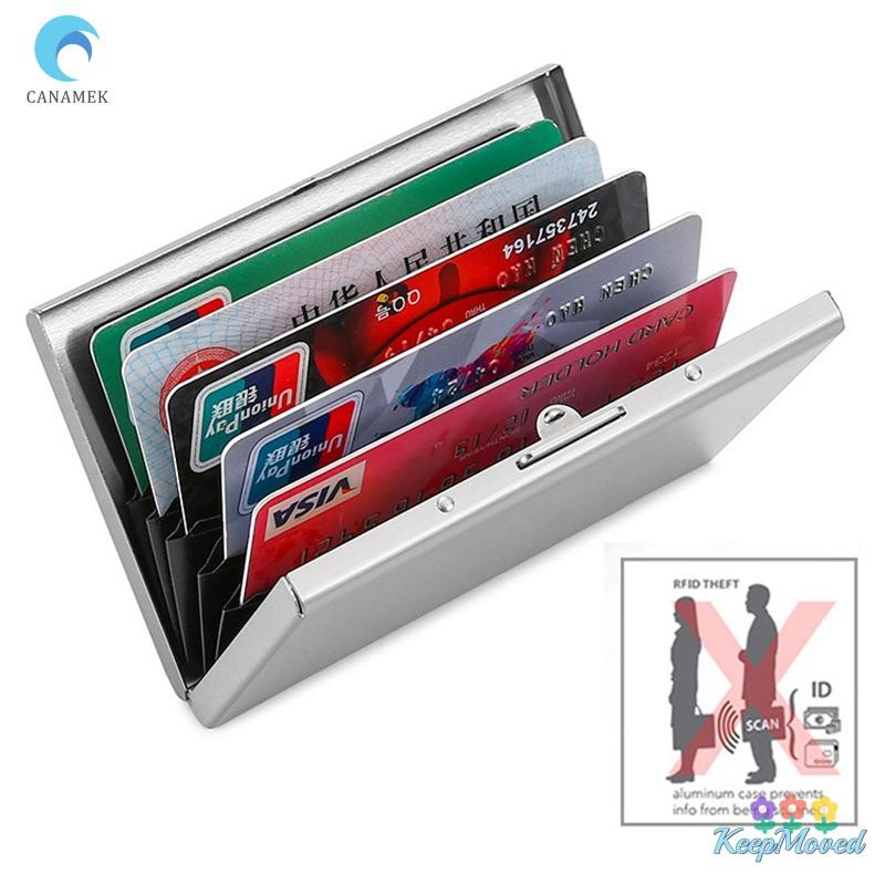 Keepmoved แบบพกพาคลาสสิกสแตนเลสผู้ถือบัตรเครดิตผู้ชาย Slim Anti Protect Travel ID Cardholder ผู้หญิง Rfid กระเป๋าสตางค์โลหะใหม่