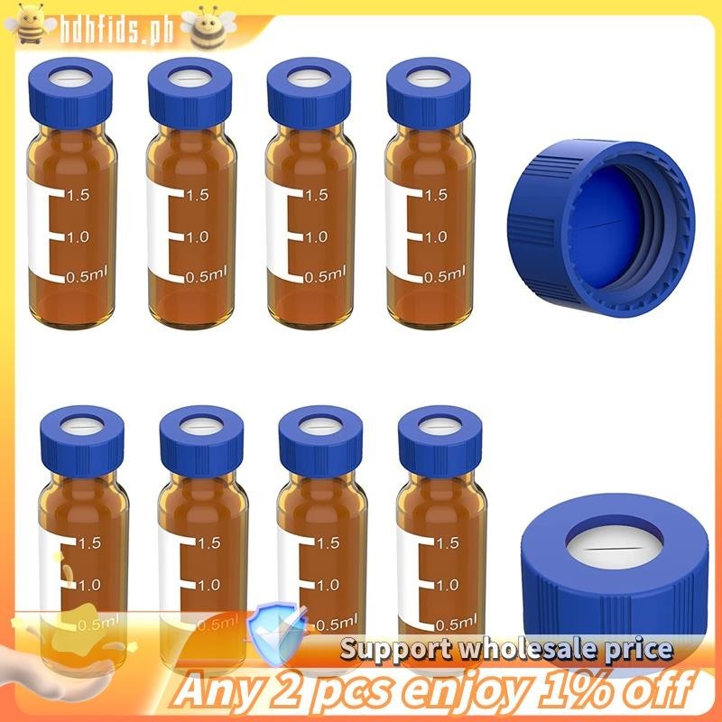 -2ML Autosampler Vials Pack Of 100 - HPLC Vials 9-425 Amber Vials with Blue Screw Caps, Blue White S