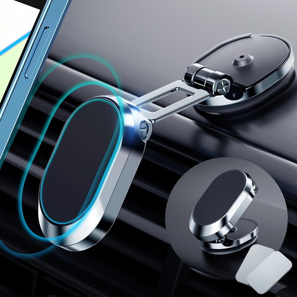 ที่วางโทรศัพท์ในรถยนต์ แบบแม่เหล็ก ที่แข็งแกร่ง ขาตั้งสมาร์ทโฟน หมุนได้ อัพเกรด ตัวยึดโทรศัพท์ พับได้ สําหรับ iPhone Samsung Xiaomi LG