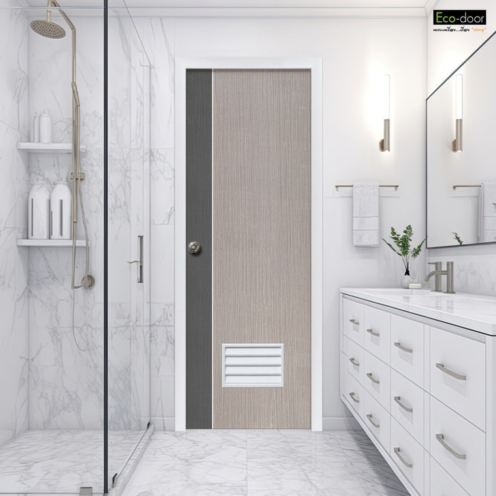 Changdee ประตู ECO ECO-DOOR  ประตู UPVC เอ็กซ์ทรูชั่น ภายใน ขนาด 70x200 ซม. สีเทา (เจาะลูกบิด) สินค้าดีมีคุณภาพ*