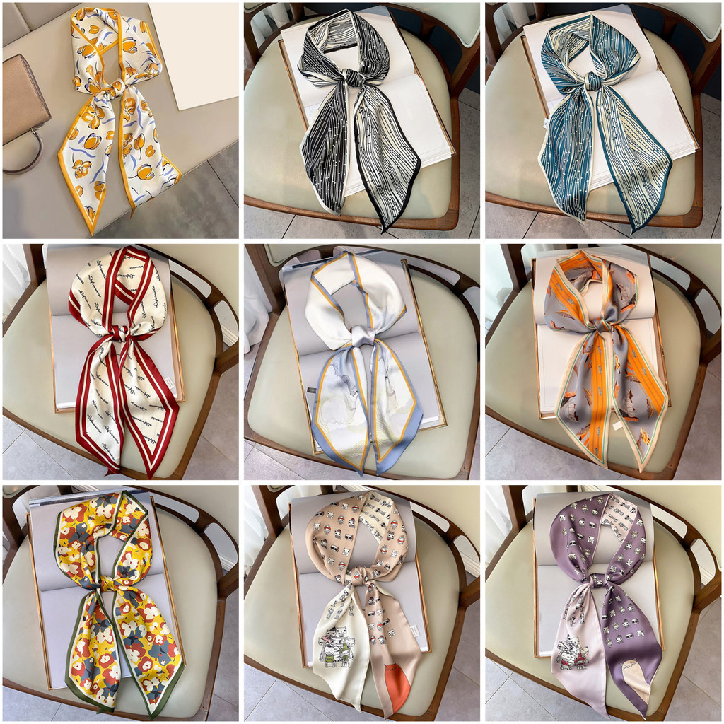 พิมพ ์ ยาวผ ้ าพันคอผ ้ าไหมสายคล ้ องกระเป ๋ าผู ้ หญิงแฟชั ่ น Hairband 13.5x145cm/40g จับผ ้ าพันคอผู ้ หญิงผ ้ าพันคอคอ WJ1067-D