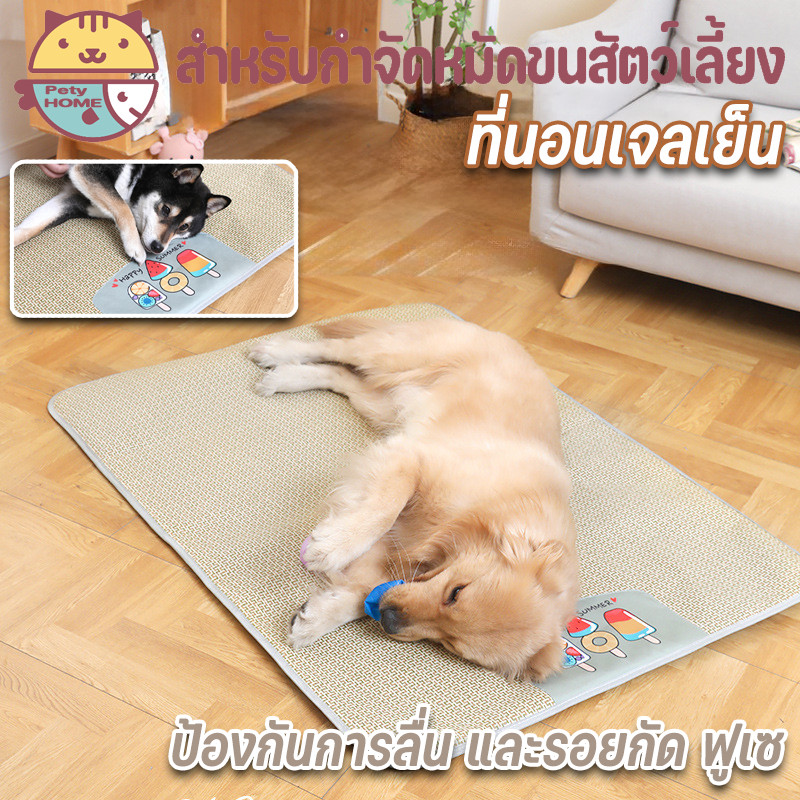 พรมนอนสัตว์เลี้ยง เสื่อหวายไม้ไผ่ ที่นอนเย็น ที่นอนเจลเย็น Pet Cool Mat เบาะนอนสำหรับสัตว์เลี้ยง ทนทานทำความสะอาดง่าย