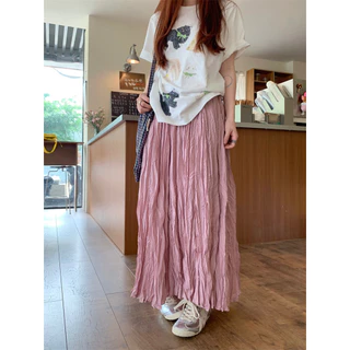 Suxi ใหม่แฟชั่นฤดูร้อน Maxi กระโปรงสไตล์เกาหลีจีบผู้หญิง Midi ความยาวกระโปรงทรงเอ 240421