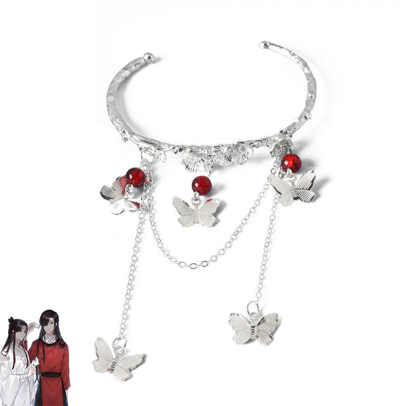 อะนิเมะ Tian Guan Ci Fu สร้อยข้อมือ แหวน Hua Cheng Xie Lian คอสเพลย์ ปรับได้ แหวนนิ้วผีเสื้อ จี้ อุปกรณ์เสริมประกอบฉาก