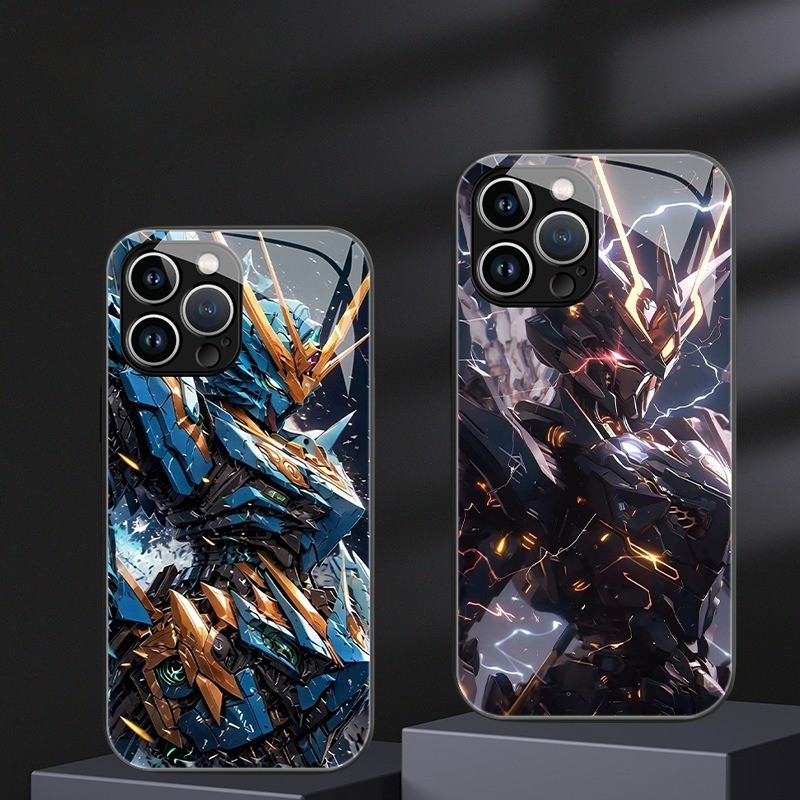 Apple iPhone 11/12/13/14/15Pro Max XS XR Gundam Mecha Phone Case Premium Glass Case รวมทุกอย ่ างเคสป ้ องกันกันกระแทก