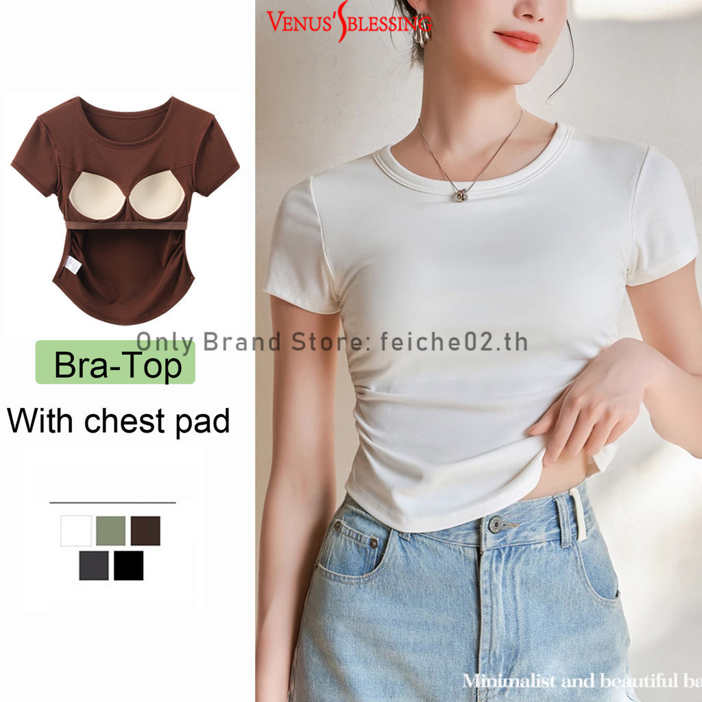 เสื้อยืดคอกลม แขนสั้น จับจีบ สไตล์วินเทจ สีขาว สีดํา สําหรับผู้หญิง