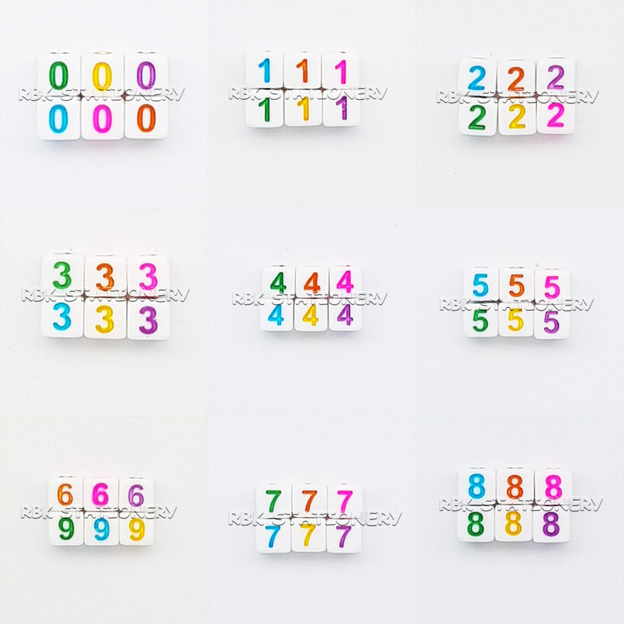 ลูกปัดตัวเลข แบบแยกตัวเลข 0-9 สี่เหลี่ยม คละสี 15 ชิ้น/ห่อ ลูกปัด DIY อุปกรณ์ร้อยลูกปัด อุปกรณ์ร้อยสร้อยข้อมือ