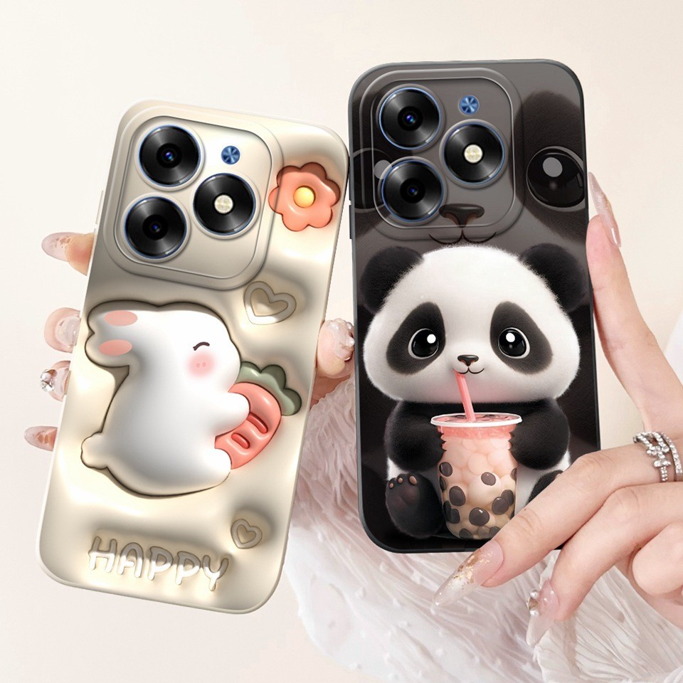 เคสสําหรับ itel P55 P 55 4G A666L ฝาหลังซิลิโคนเหลวเยลลี่แฟชั่นแพนด้าการ์ตูนพิมพ์เคสโทรศัพท์ 6.6