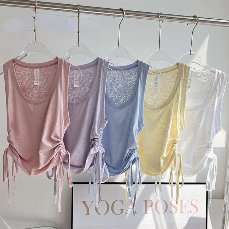 【MAGGIEYOGA】เสื้อกีฬา เสื้อกีฬาแขนกุดบางหลวมระบายอากาศได้ เสื้อแขนกุดโยคะพิลาทิส สลิมมิ่ง โยคะ