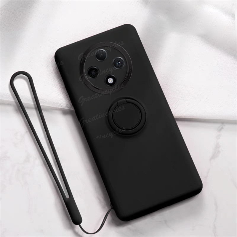 OPPO A3 Pro PJY110 / F27 Pro / F27 Pro+ CPH2643 เคส Soft TPU โลหะสีดําที่วางโทรศัพท์แม่เหล็กฝาครอบป้