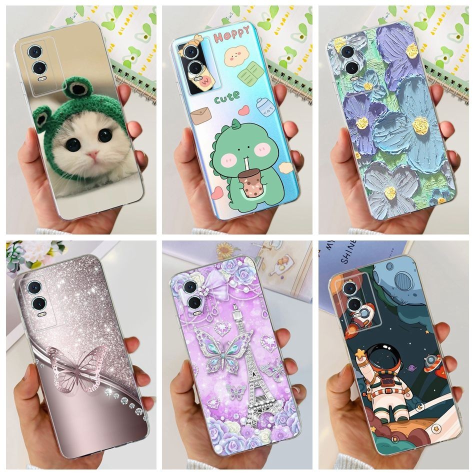 Vivo Y76S Y74S Y76 5G แมวน่ารักไดโนเสาร์รูปแบบซิลิโคนอ่อนนุ่ม TPU กรณี VivoY76 5G Y 76 76s 74s V2009