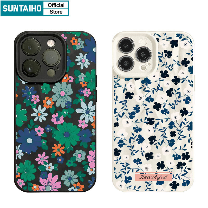 Suntaiho ตลกน่ารักปลอกดอกไม้ที่สวยงามรูปแบบเคสโทรศัพท์สําหรับ Iphone 15 14 12 13 11 Pro Max IP 7 8 Plus Iphon X Xs XR Xs Max ซิลิโคนนุ่มพรีเมี่ยมกันกระแทกปกหลัง