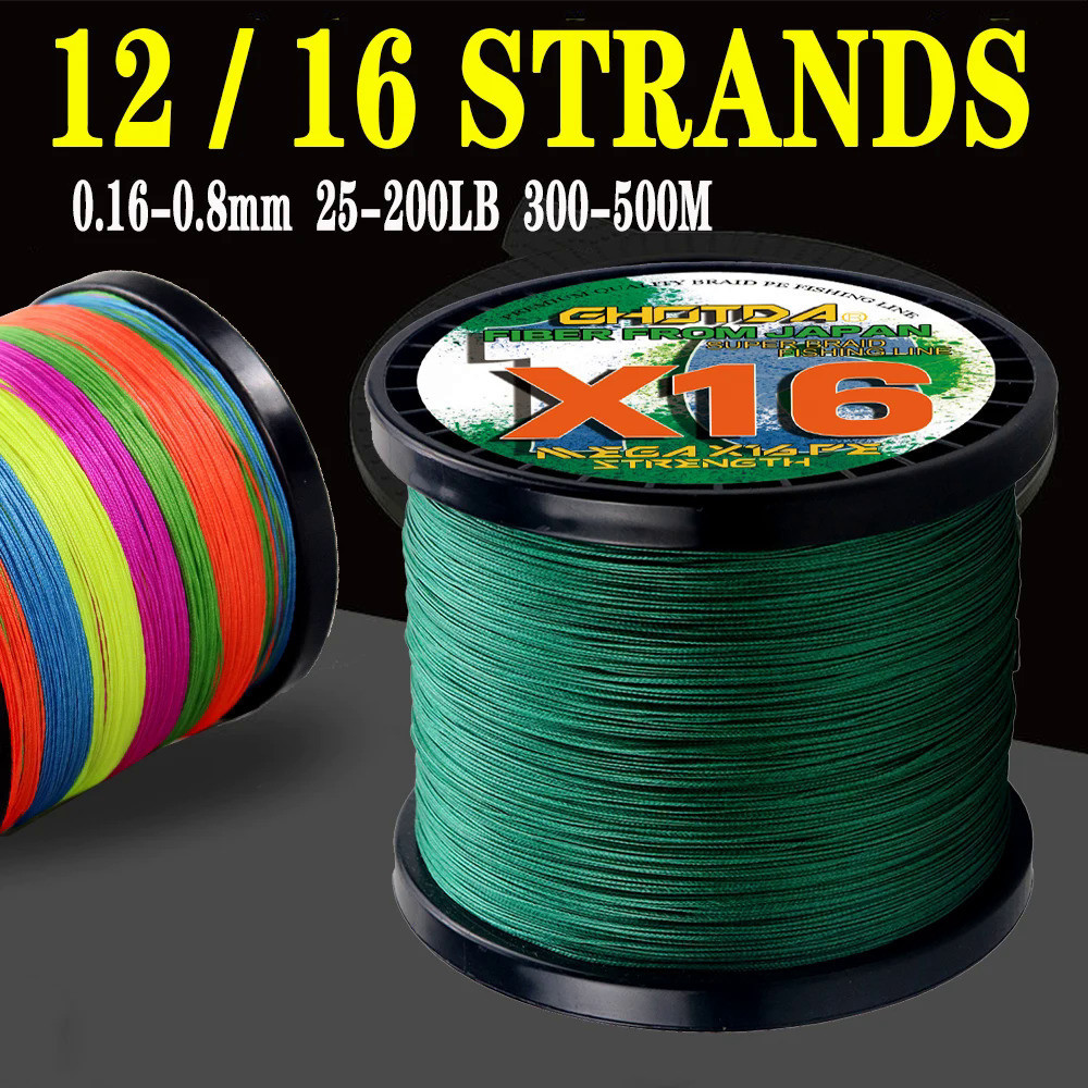 GHOTDA Pe สายตกปลาถัก 12/16 Strands Super Strong Multifilament ปลาทะเล 25LB-200LB ปลาคาร ์ พสายตกปลาน ้ ําเค ็ ม 300M 500M สายตกปลา