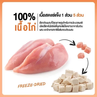 🐶 ขนมแมว😻 อกไก่เต๋า ขนมฟรีซดราย Freeze-Dried ไก่ฟรีซดราย ขนมสุนัข ไก่ฟรีซดรายแมว 100%ฟู้ดเกรด
