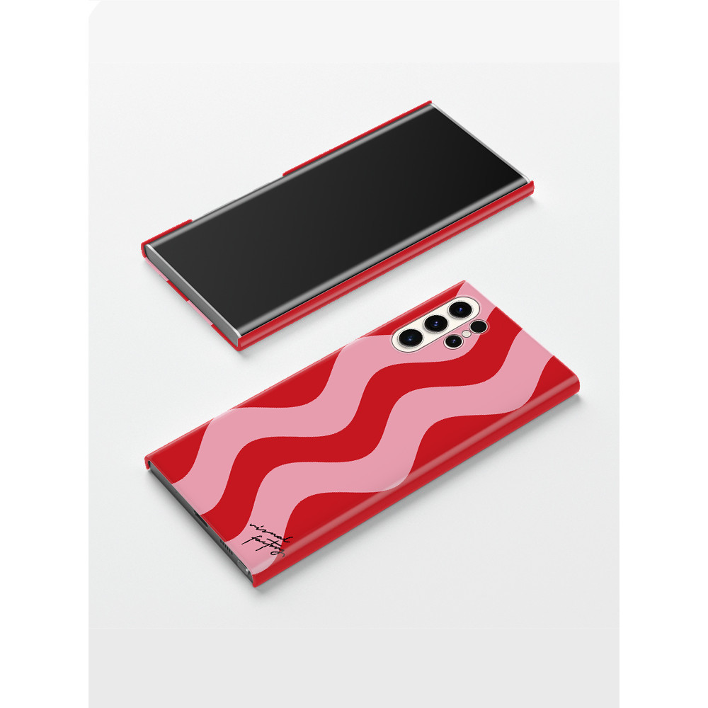 Red Wave Stripe Filmเคสโทรศัพท์เหมาะสําหรับSamsung S21 S22 S24plus S23ultra S20FE S21FE A73 A54 A53 A52 A51 A50 A34 A30 A23 A21S A14 A13 A04 A12 A11 รวมทุกอย่าง