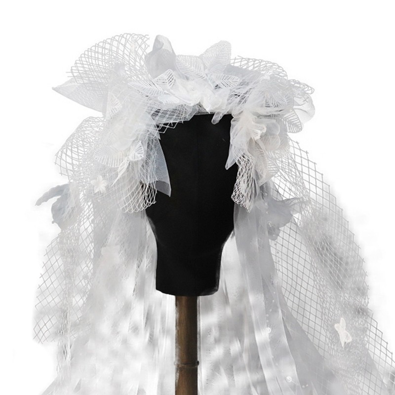 Fine ผ้าคลุมหน้าเจ้าสาวเจ้าสาว Elaborate Veil Headscarf Veil Bachelorette Party ผ้าคลุมสั้น