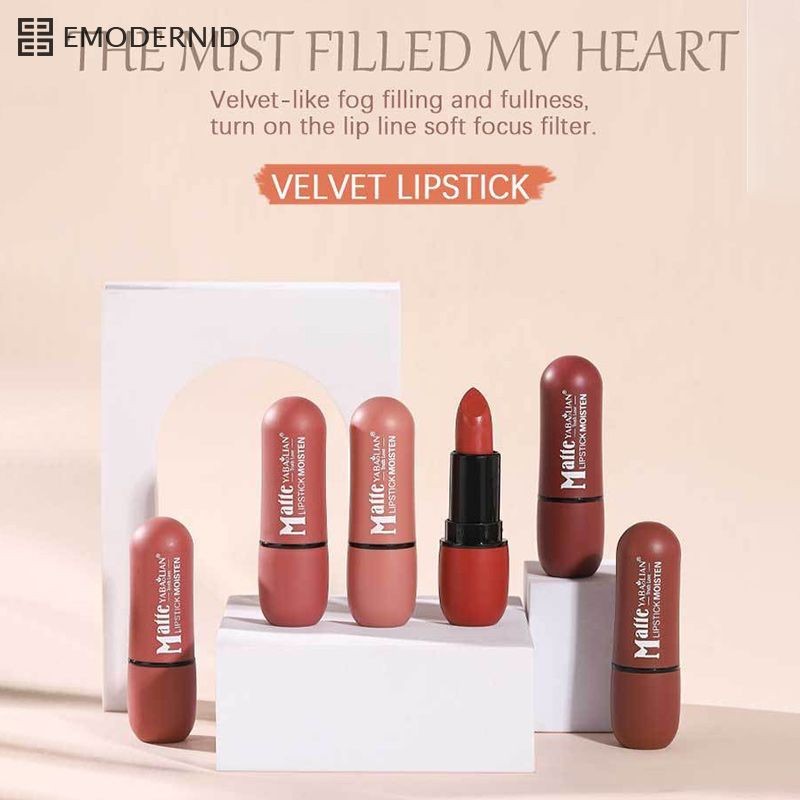 Em ลิปสติก เนื้อแมตต์ กํามะหยี่ สีแดง ติดทนนาน ไม่จางหาย เรียบเนียน ไม่ติดแก้ว สีนู้ด 6 สี