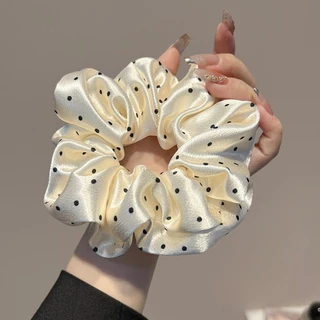 1 ชิ ้ นสีขาวจุดโบว ์ สแควร ์ ผมผูกเชือกผม Scrunchies ยางหางม ้ าผมอุปกรณ ์ เสริมสําหรับสาวน ่ ารัก