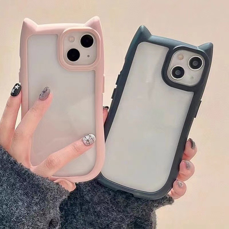 หมุนได้ วิ่งหูแมวน่ารักสองและหนึ่งเคสโทรศัพท์เข้ากันได้สําหรับiphone 15 11 14 13 12 Pro Max Xs Max Xr 15 14 PlusเคสiPhoneป้องกันAnti-Dropฝาหลังกรณี
