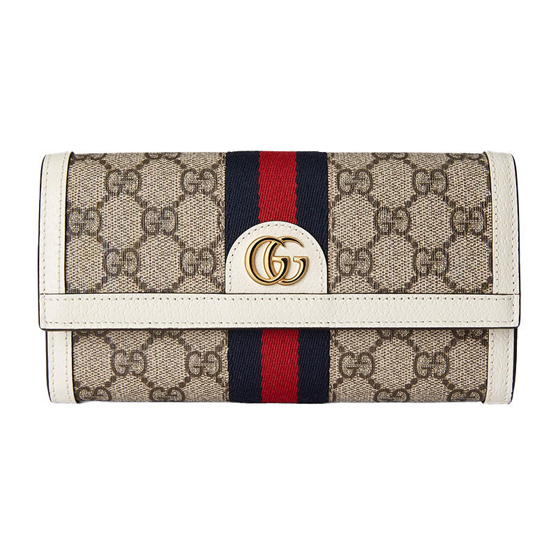 Gucci Gucci Wallet Ophidia Series GG Canvas Panel Leather Long Wallet 523153