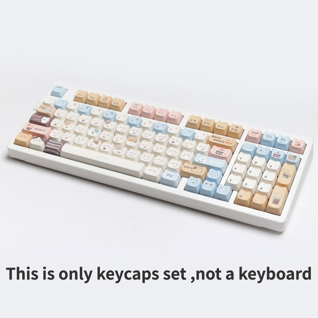 Pbt Dye Sublimation Sea Salt Meow Key Hat รูปแมว MAO ความสูงน ่ ารักการ ์ ตูนปรับให ้ เข ้ ากับ 61/63/64/67/68/71/75/78/8/8/8487/96/100/104/108