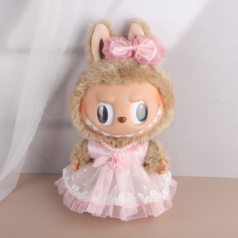 [เสื้อผ้าเท่านั้น] 38 ซม. Labubu Labubu Doll Pearl Princess Gauze Dress Clothes