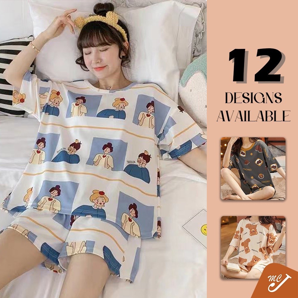 McJoden - FARRAH Short Sleeve Cute Pyjamas Women Baju Tidur Wanita Pajamas Women Nightwear Sleepwear