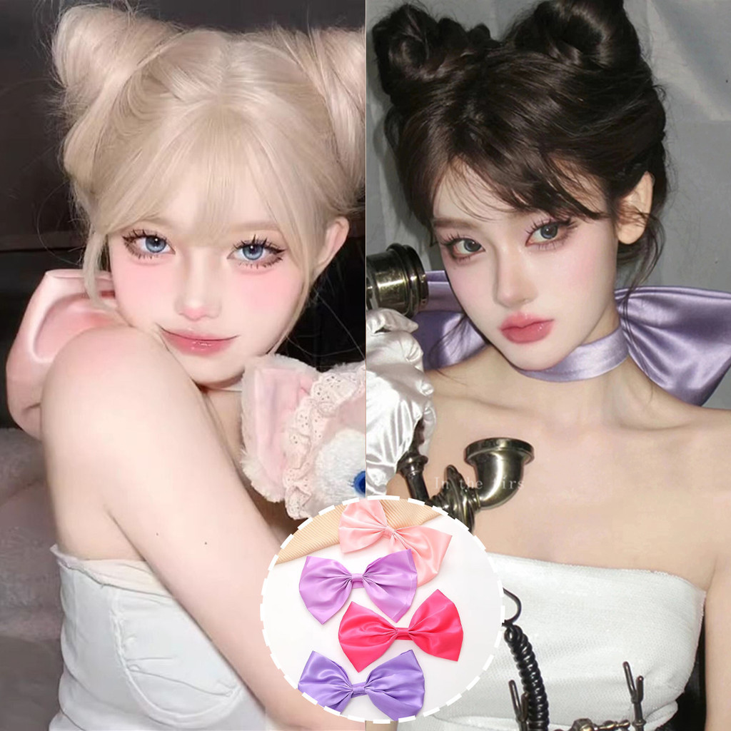 Jojo COCO สร ้ อยคอโบว ์ สีม ่ วงคลิปฤดูใบไม ้ ผลิแฟชั ่ นและหวานผู ้ หญิง Headwear