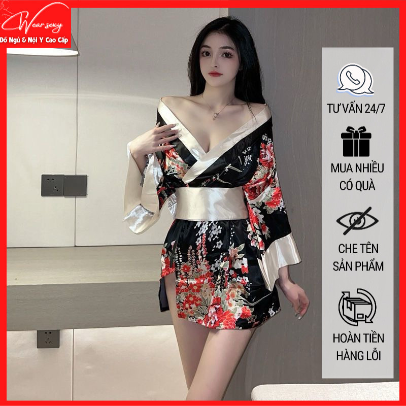 [AVAILABLE] ชุดนอนกิโมโน Cherry Blossom เซ็กซี่พร้อมกางเกงชั้นใน [CWEAR.SEXY_PAYWEAR & ชุดชั้นในคุณภาพสูง]