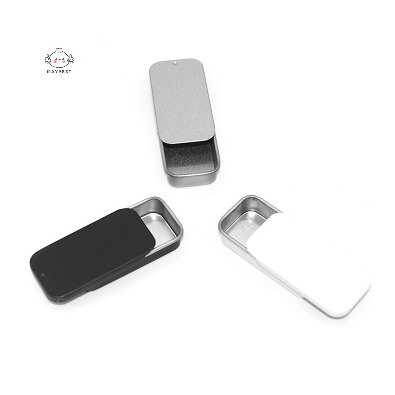 {maybest} กล่องดีบุกขนาดเล็กเปล่าสี่เหลี่ยมโลหะ Tinplate Push Candy Pill Cases กล่องเก็บของ {TH}