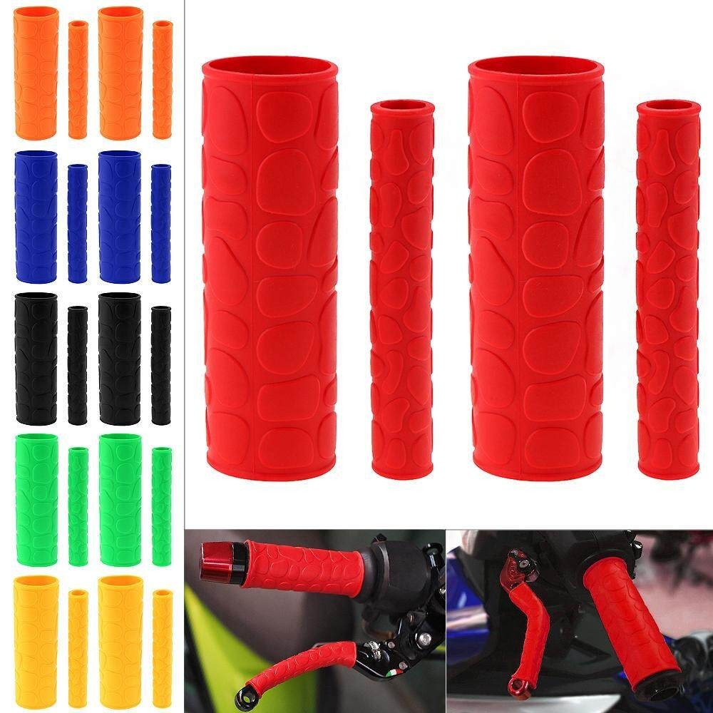 MOTOX 1 Pair 106 MM Soft TPR Motorcycle Handle Grips with Pattern 2 Pcs Handbrake Covers for Motorbike Moped