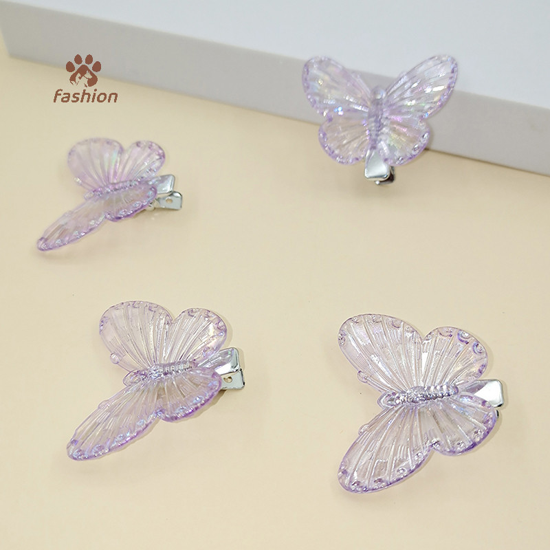 [แฟชั่น] ผีเสื้อสีม่วง Hairpins กิ๊บติดผมสาว Barrettes ผู้หญิงหวานเครื่องประดับ Rain Headwear แฟชั่นอุปกรณ์เสริมผม {TH}