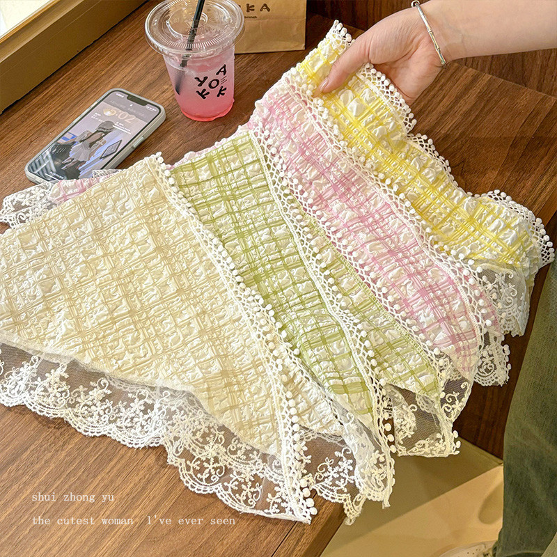 ผ ้ าพันคอลูกไม ้ ฝรั ่ งเศสผู ้ หญิงแฟชั ่ นผ ้ าพันคอสามเหลี ่ ยมแถบคาดศีรษะอุปกรณ ์ เสริมผม