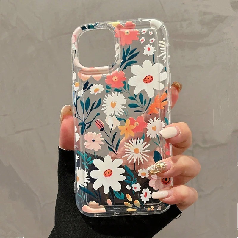 SAMSUNG ปลอกสําหรับsamsung S24 Ultra S23 S22 Plus S21 FE A54 A34 A14 A15 A35 A55 A13 A33 A53 A52 ฤดูร้อนดอกไม้ที่มีสีสันใสนุ่มซิลิโคนกันกระแทกฝาครอบ