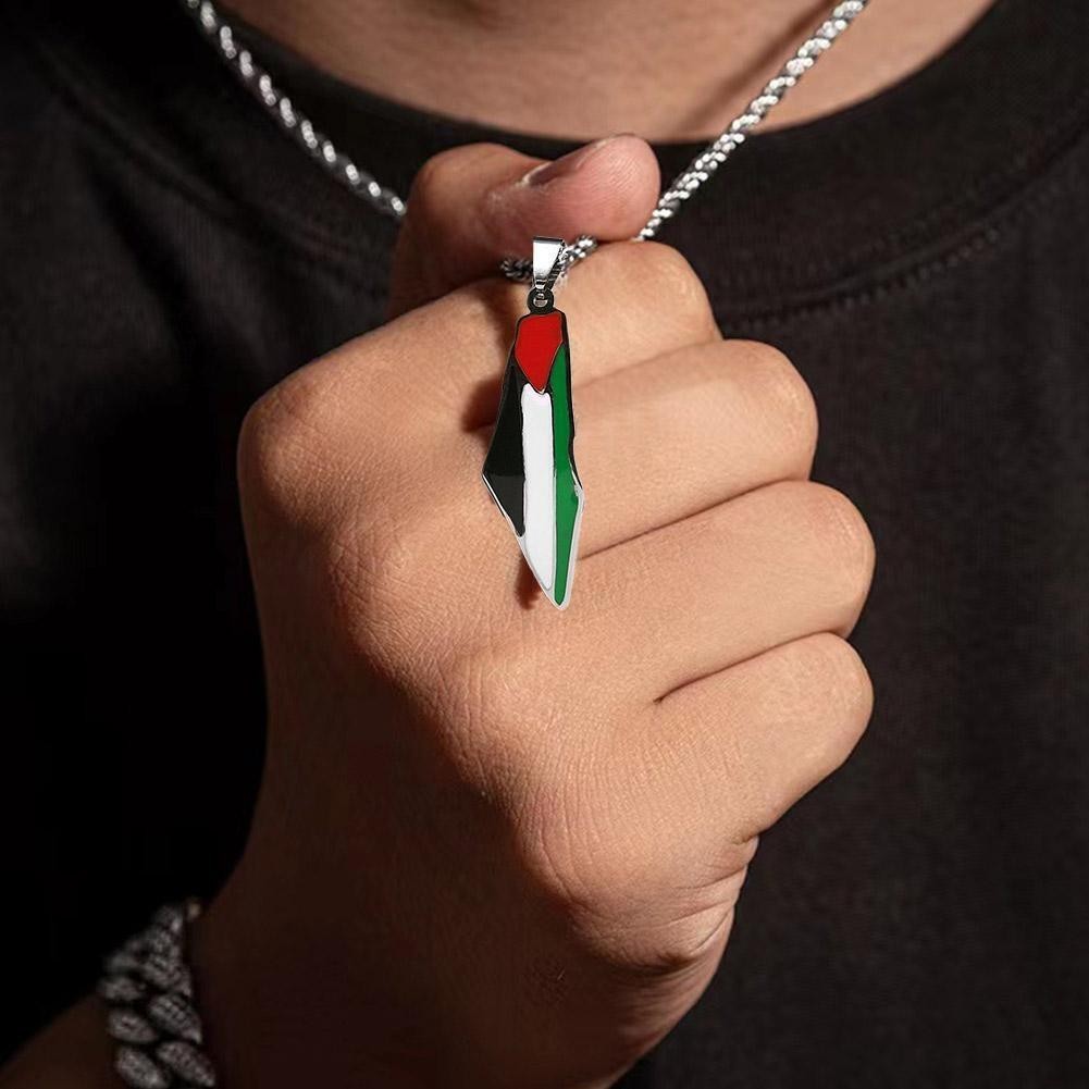 Palestine แผนที ่ ประเทศสร ้ อยคอจี ้ สแตนเลสสําหรับผู ้ ชายผู ้ หญิง Choker Amulet เครื ่ องประดับ