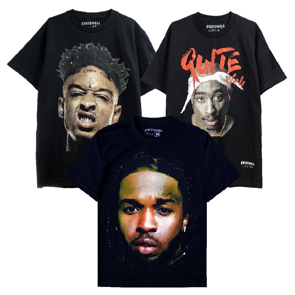 QWT21 SAVAGE BLACK//QWT15 TUPAC //QWT221 POP SMOKEเสื้อยืดสีดำ เสื้อ   สื้อผู้ชาย เสื้อยืด S-5XL
