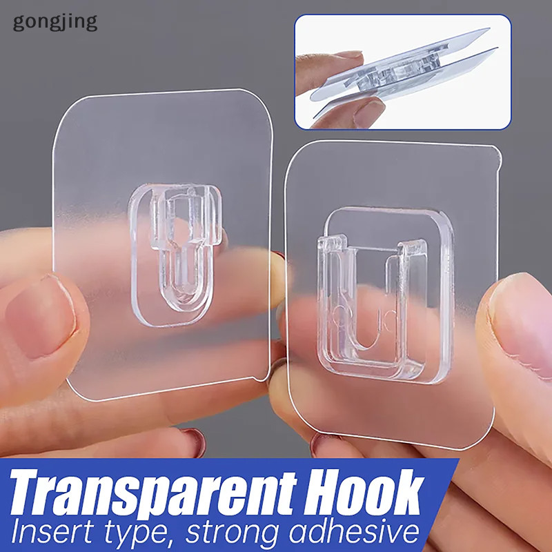 ฆ้อง 1-10 คู่กาวสองหน้าผนังตะขอโปร่งใสดูดถ้วย Sucker Hooks ห้องนอนห้องครัว Multi-purpose Organizer ผู้ถือ th
