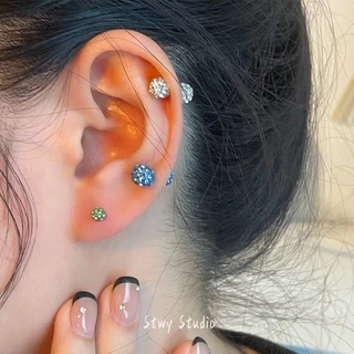 ฤดูร ้ อนที ่ มีสีสันหูStudsหญิงต ่ างหูกระดูกเล ็ บคุณภาพสูงสกรูไทเทเนียมเหล ็ กหูกระดูกสตั ๊ ดกระดูกเล ็ บอุปกรณ ์ เสริมของขวัญขายส ่ ง